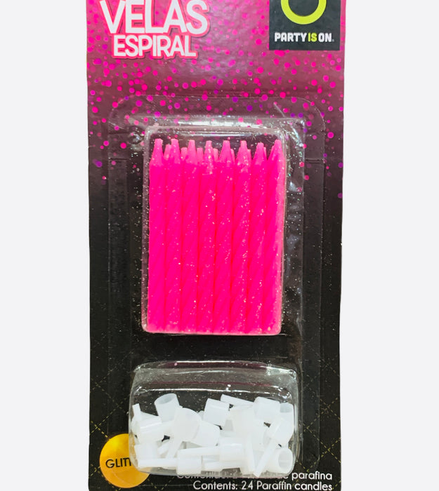 Velas Espiral Glitter C/Base