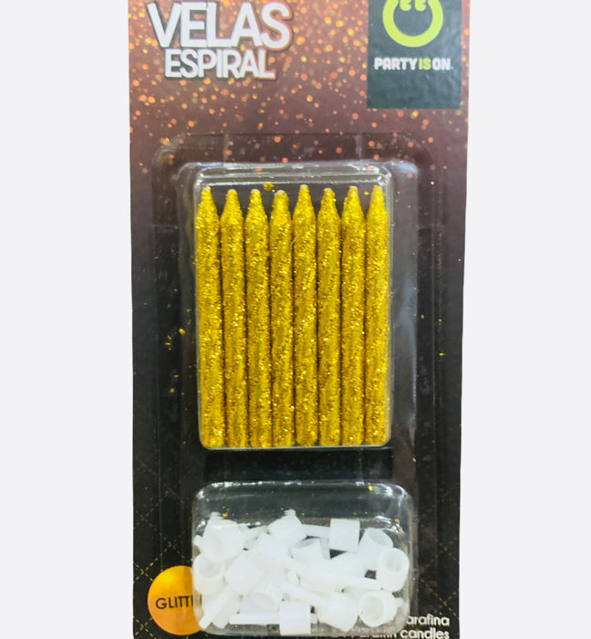 Velas Espiral Glitter C/Base